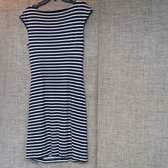 LOFT Black and Tan Striped Midi Dress - Picture 5 of 5
